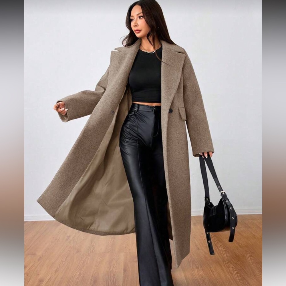 Long Preppy peacoat pea coat jacket winter black - Picture 5 of 5